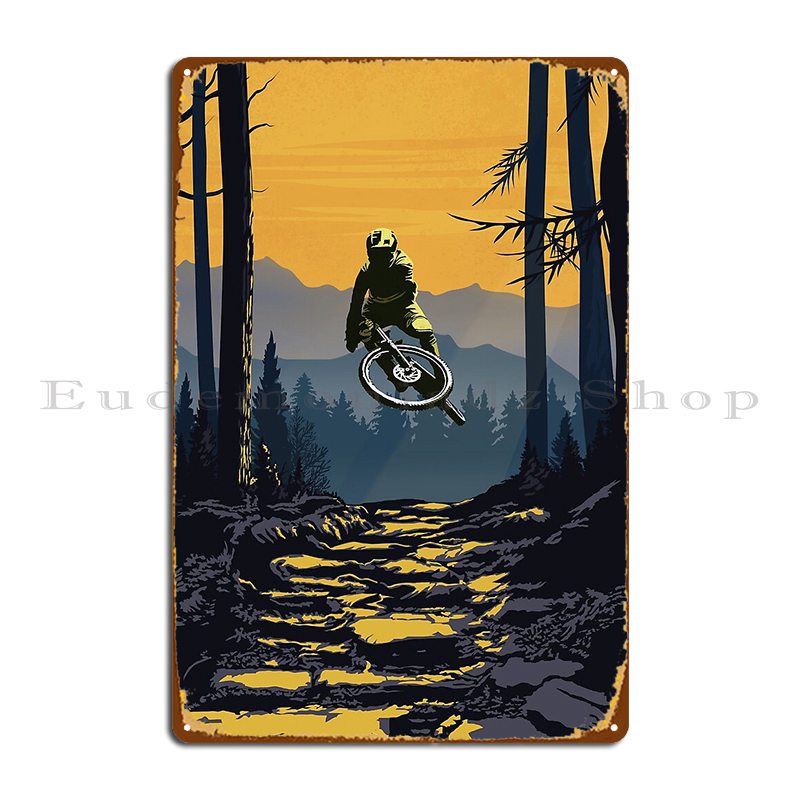 Mountain Biking Europe - Ретро Стиль Горный велосипед металлическая фотография